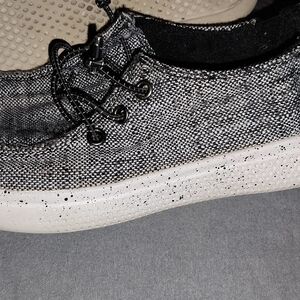 Skechers Black and White Flats with Textured Knit Design